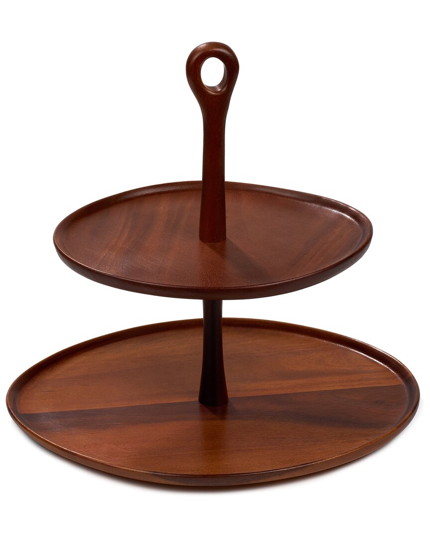 Nambe Nambé Portables Wood Tiered Server In Brown