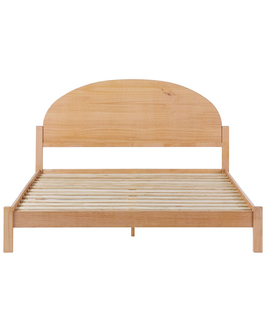 Walker Edison Solid Wood Queen Bed With Arched Headboard In Brown