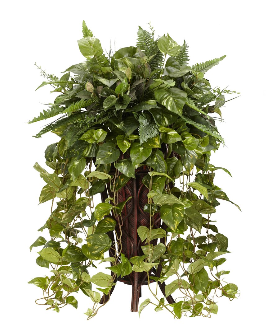 Nearly Natural Vining Mixed Greens With Stand Silk Plant In Green