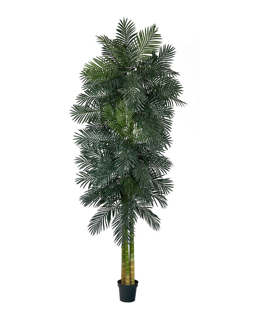 Nearly Natural 10ft Triple Stalk Golden Cane Artificial Palm Tree In Green