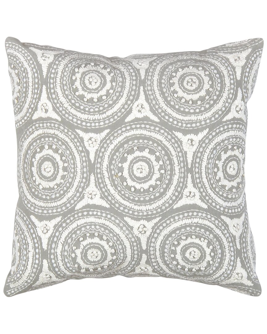 Pasargad Home Naples Embroidered Pillow In Grey