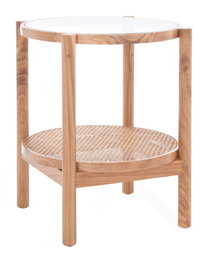 Safavieh Couture Karyna Rattan & Glass Accent Table In Clear