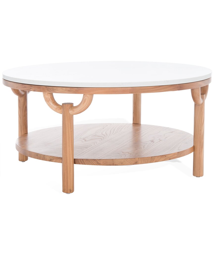 Safavieh Couture Puck Marble Top Coffee Table In Brown