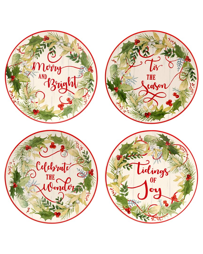 Certified International Winter Greens Set Of 4 Dessert Plates