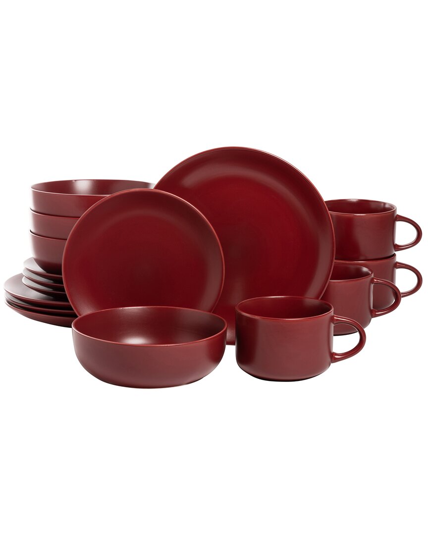 Ten Strawberry Street Wazee Matte 16pc Coupe Dinnerware Set In Red