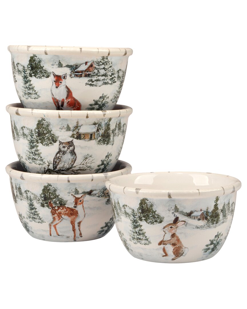 Certified International Winter's Frost Ice Cream Bowls, Set Of 4