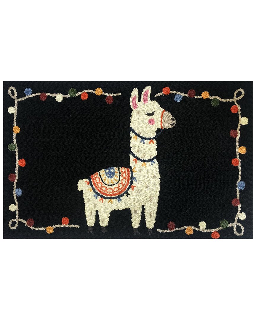The Rug Market Craft Llama Indoor/outdoor Doormat In Black