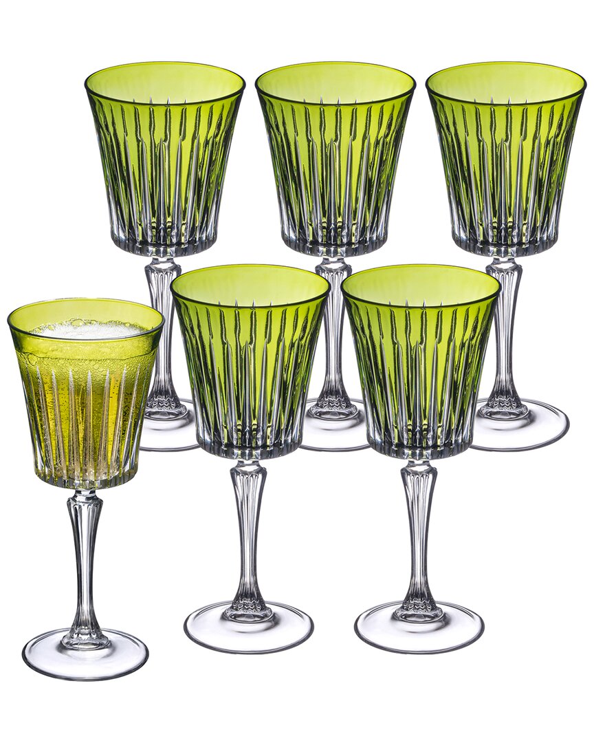 Barski Set Of 6 White Wine Glasses In Green