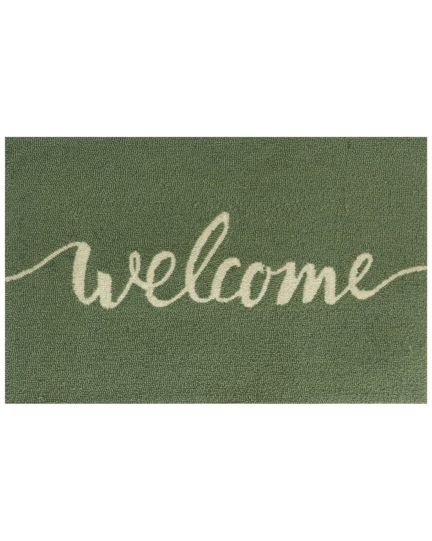 The Rug Market Welcome Script Indoor/outdoor Doormat In Green