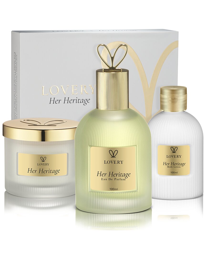Lovery 4pc Limited Edition Her Heritage Luxury Body Care Fragrance Gift Set In Gold