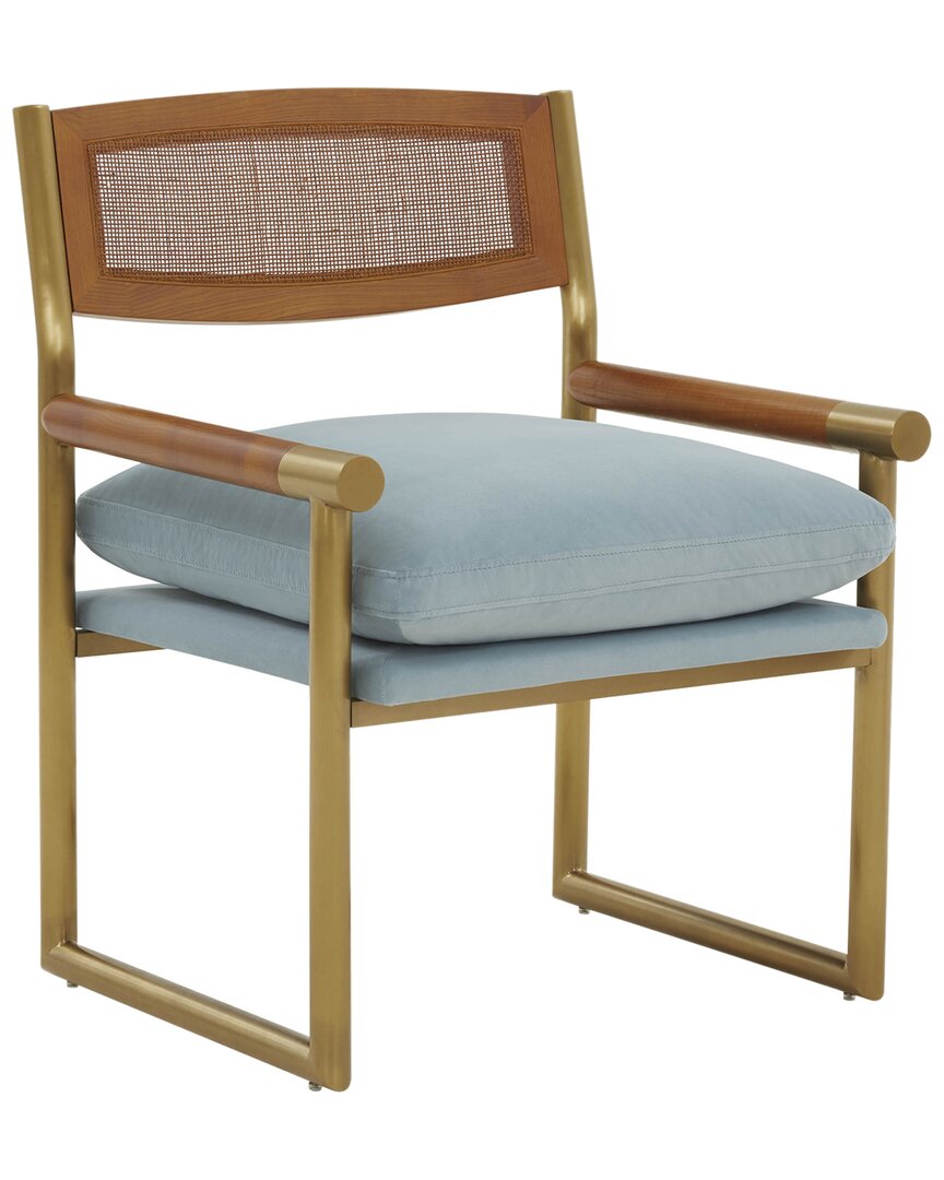 Tov Furniture Harlow Rattan Velvet Chair In Blue
