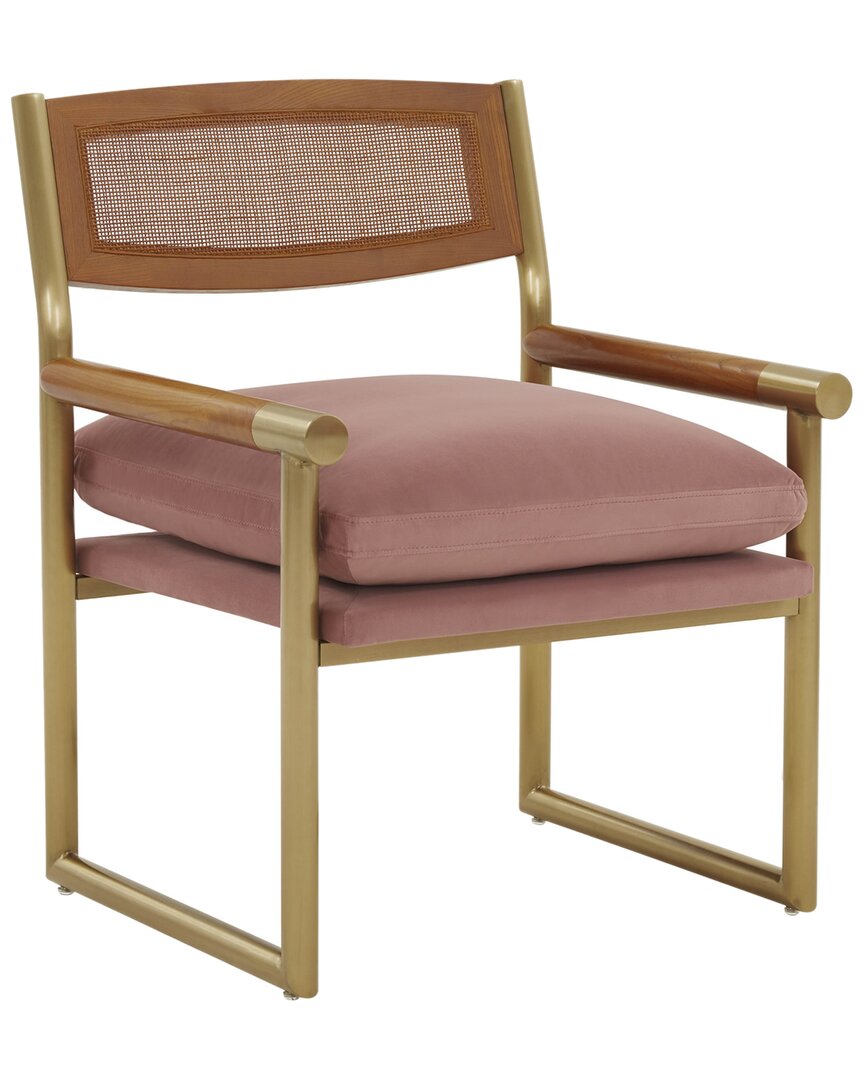 Tov Furniture Harlow Rattan Velvet Chair In Pink
