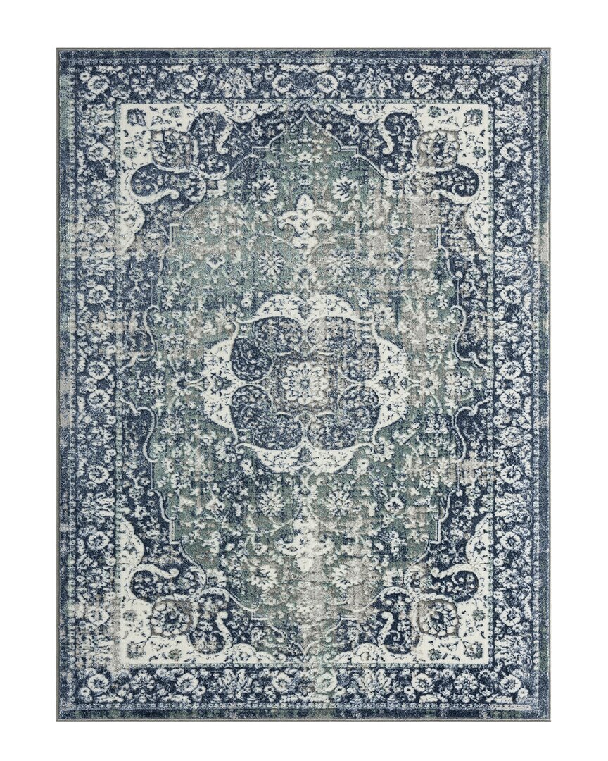 Lr Home Medallion Floral Performance Area Rug In Blue