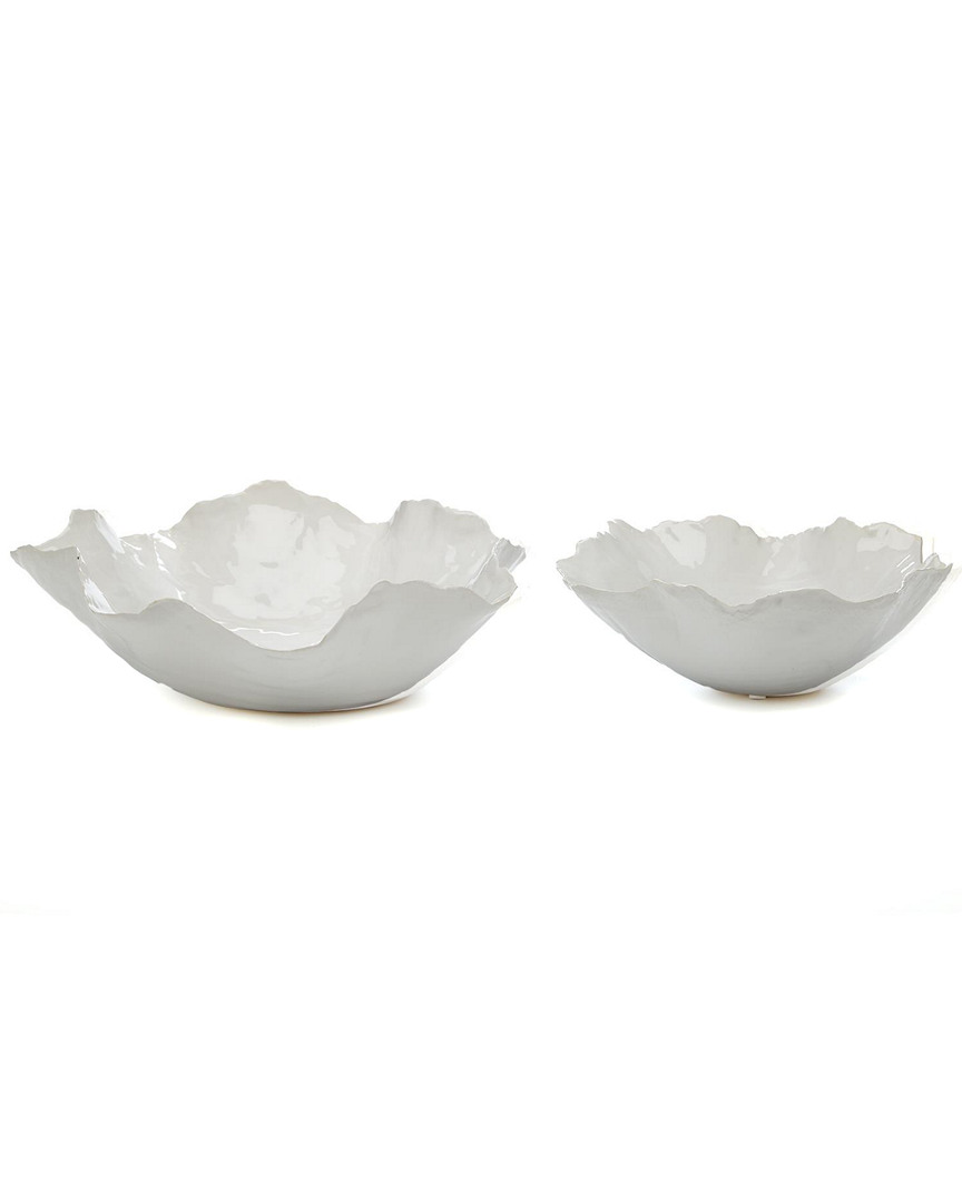 Shop Tozai Home Set Of 2 White Free Form Bowls