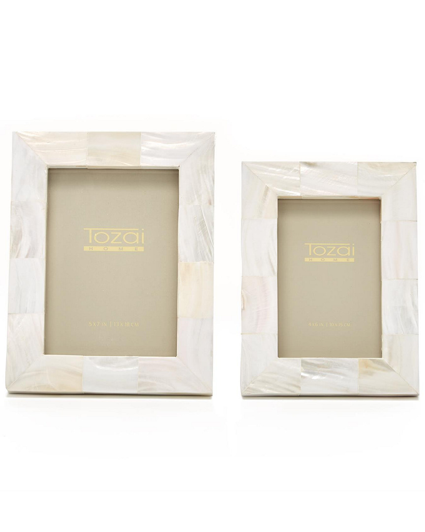 Tozai Home Pearly White Set Of 2 Photo Frames