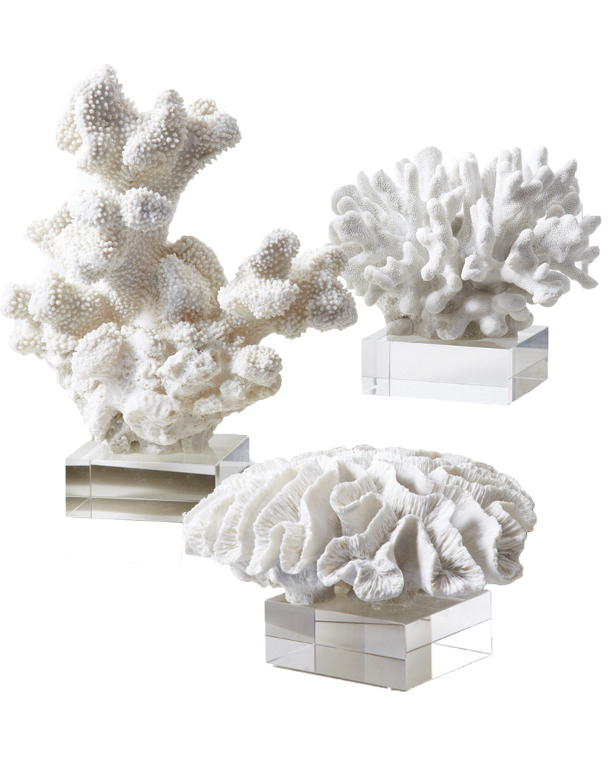 Two's Company Reef Set Of 3 White Coral Sculptures