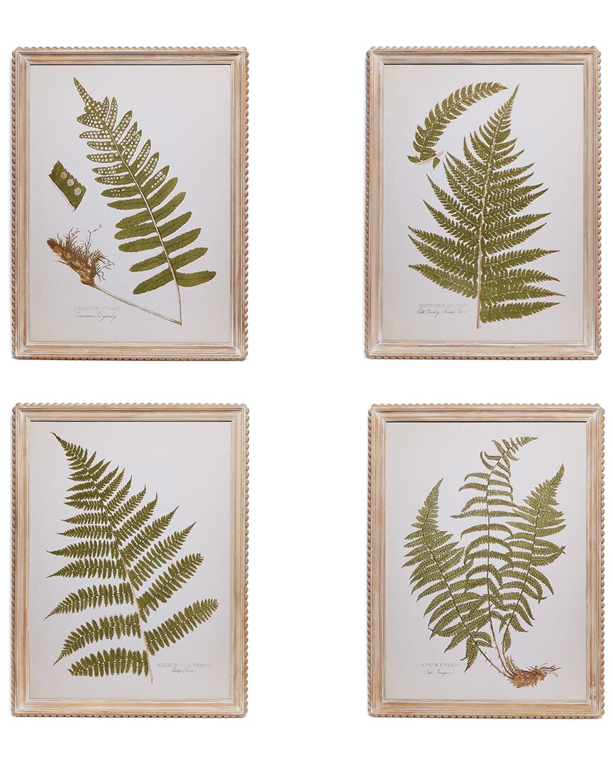 Two's Company Set Of 4 Fanciful Fern Wall Art In Green