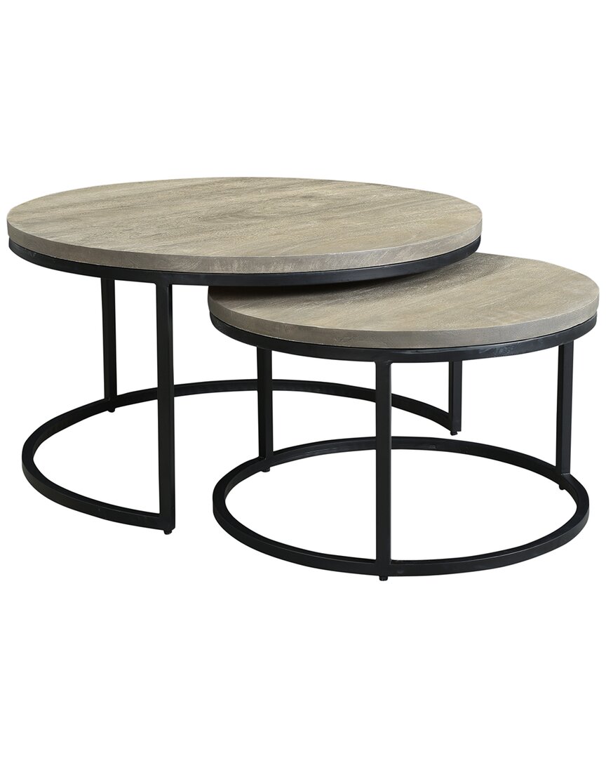 Moe's Home Collection Set Of 2 Drey Round Nesting Coffee Tables In Grey