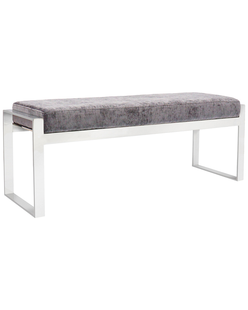 Pasargad Home Luxe Collection Grey Velvet Bench