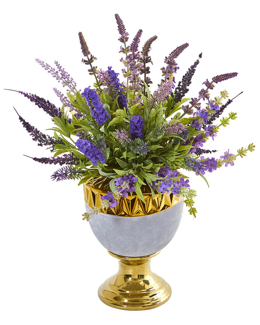 Nearly Natural 19" Lavender Artificial Arrangement In Decorative Urn In Purple