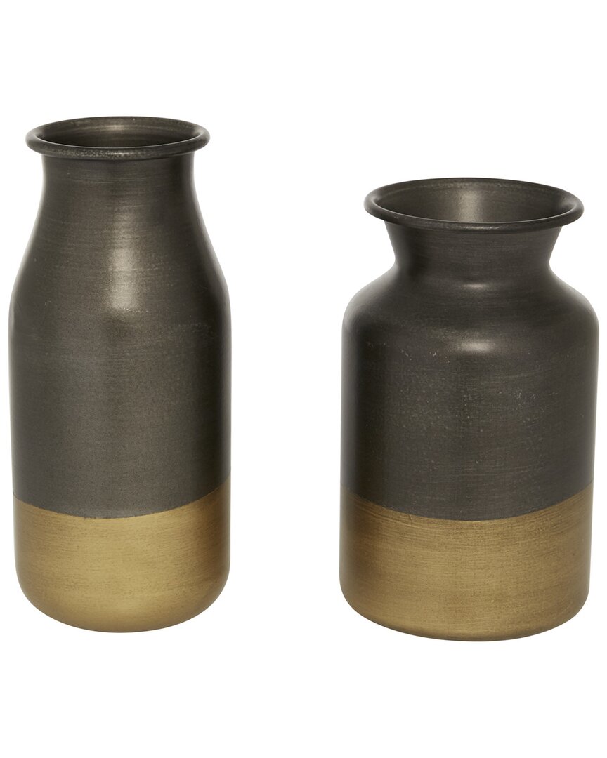 Peyton Lane Set Of 2 Gold Metal Vase With Gold Accents In Gold