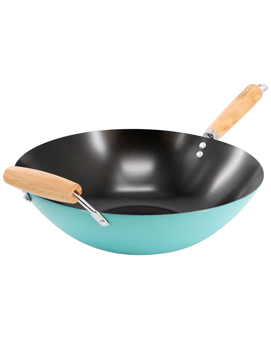 Martha Stewart Everyday Clarkston 14in Nonstick Carbon Steel Wok With Wooden Handle