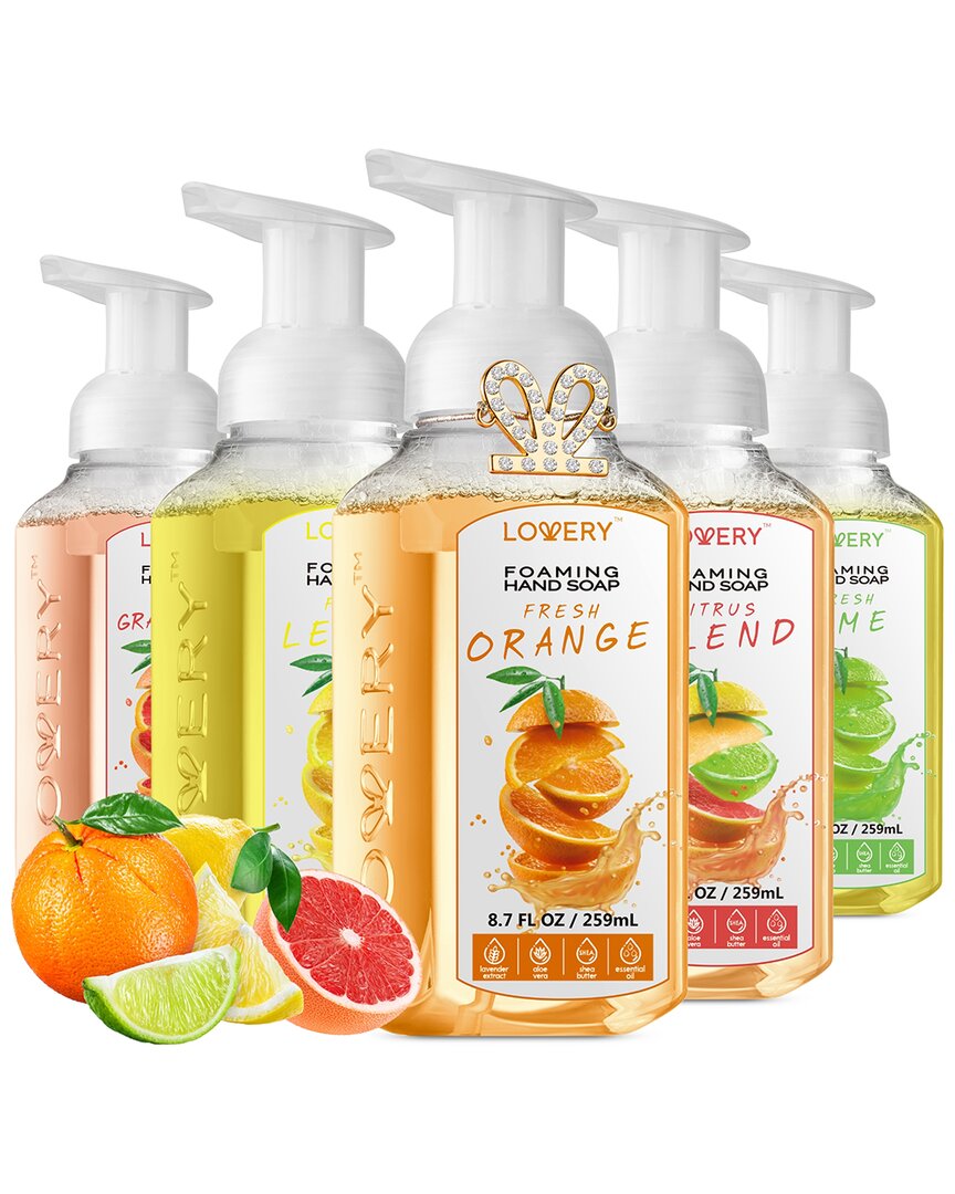 Lovery Set Of 5 Foaming Hand Soaps In Citrus Scents, Moisturizing Hand Wash In Multi
