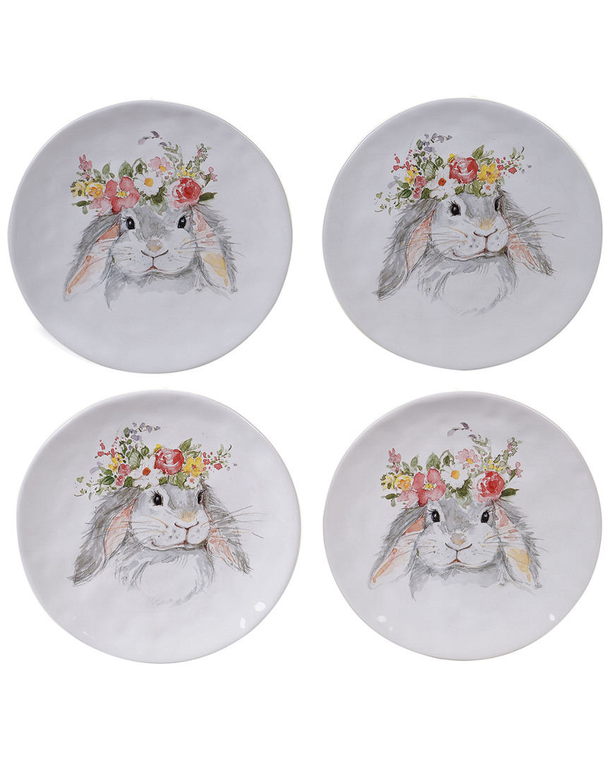 Certified International Sweet Bunny Set Of 4 Dessert Plates