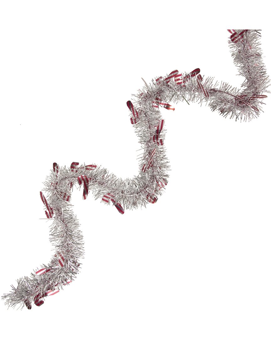 Northern Lights Northlight 50ft X 3in Silver Christmas Candy Cane Wrapped Tinsel Garland - Unlit In Silver