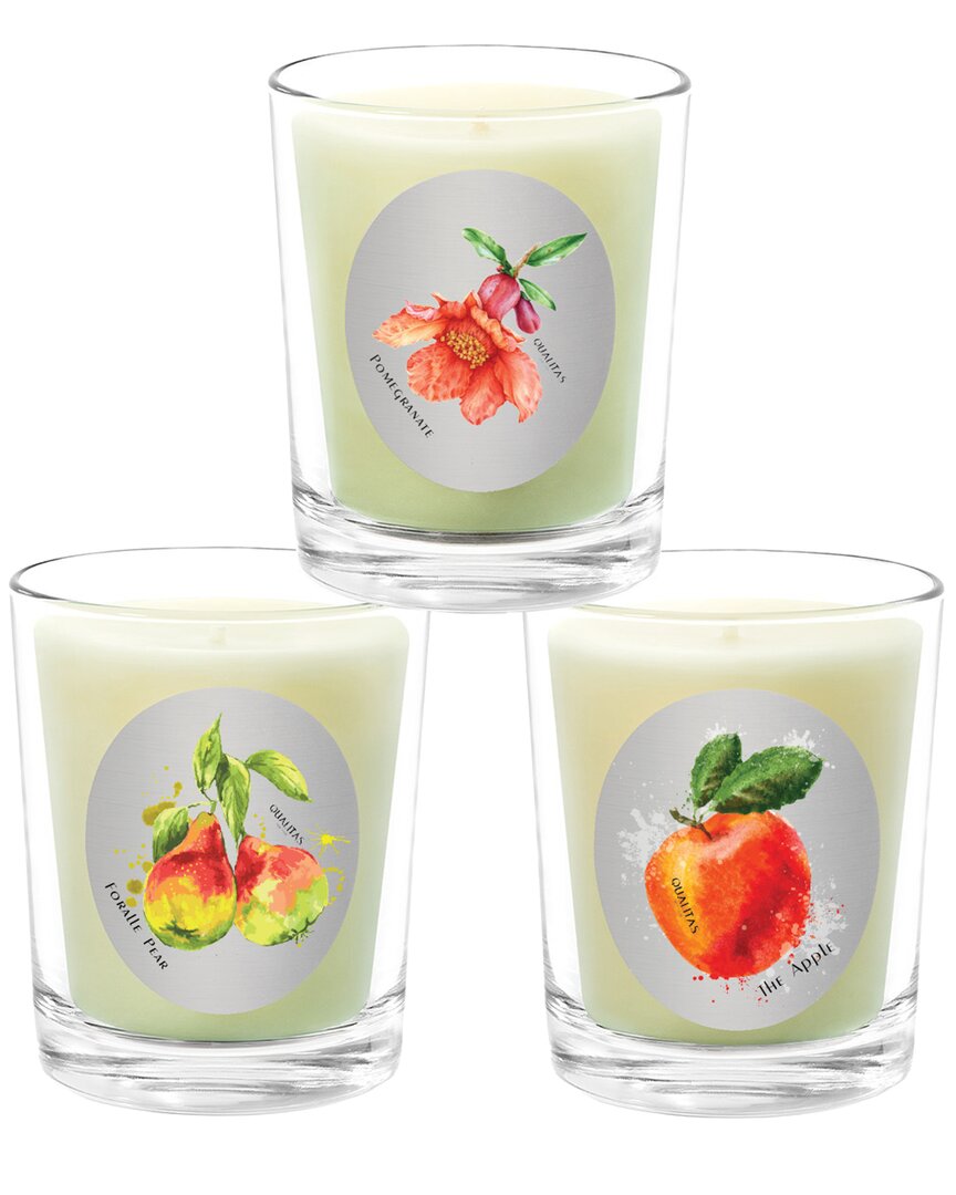 Qualitas Candles Set Of 3 Candles In White