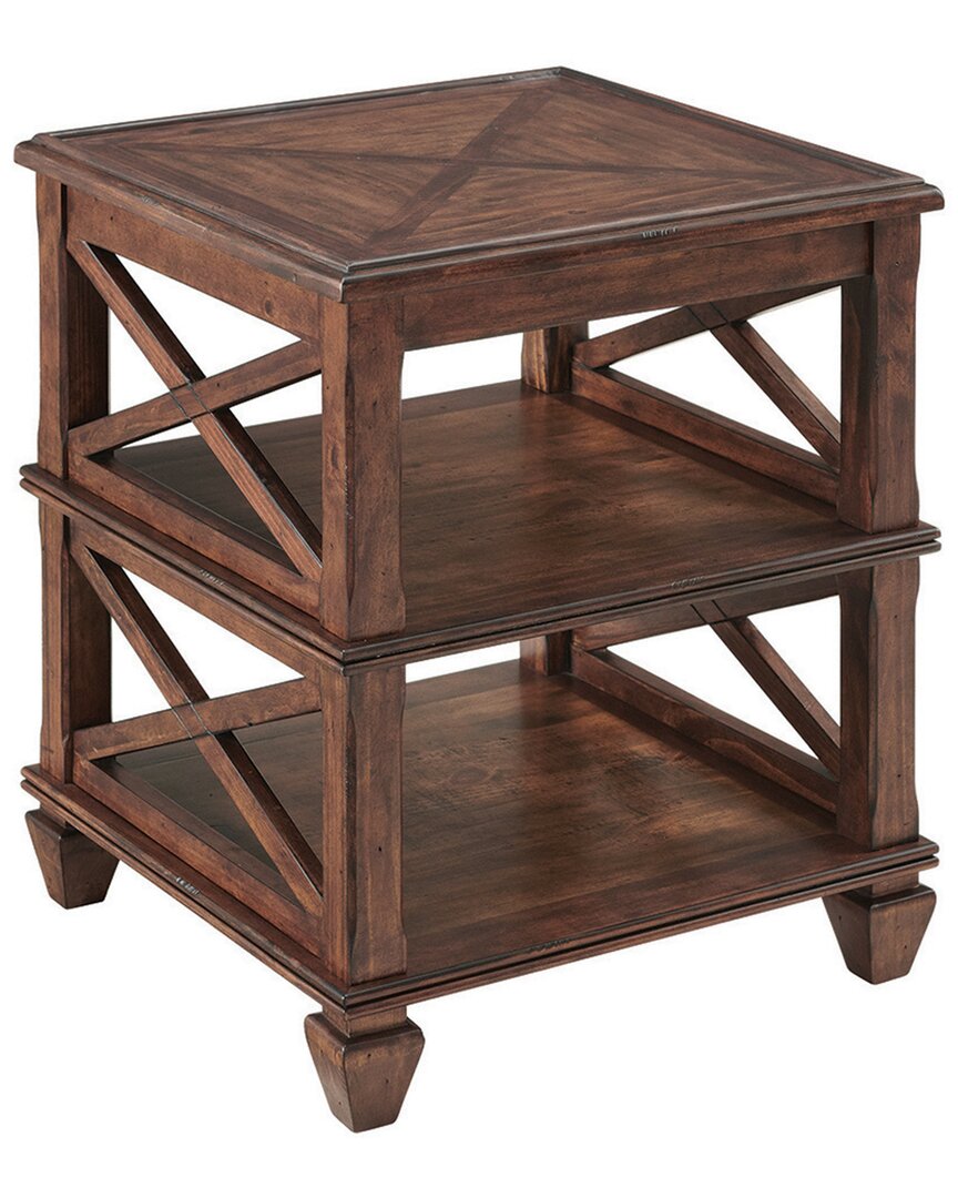 Alaterre Stockbridge 21in Square Wood End Table With Two Shelves