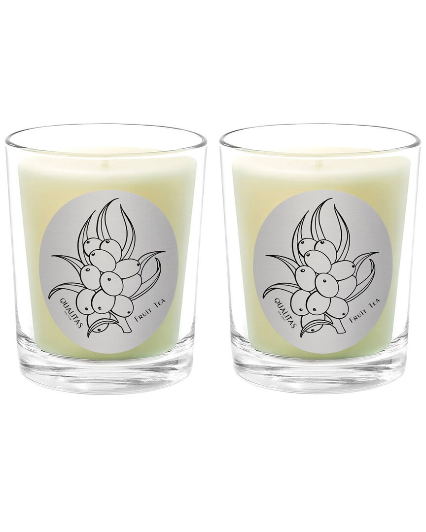Qualitas Fruit Tea Two Scented Beeswax Candle Set In White