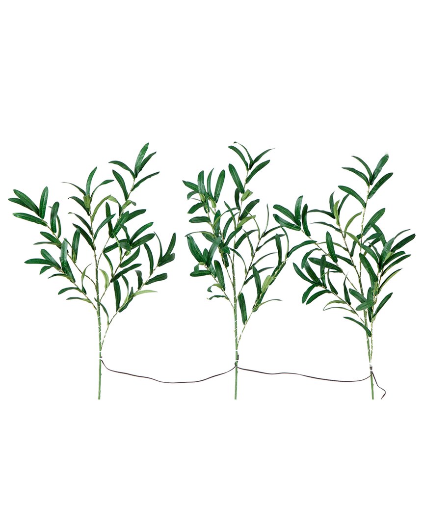 Shop Nearly Natural Set Of Three 23in Lighted Artificial Olive Branch Stems With 30 Warm White Led Light