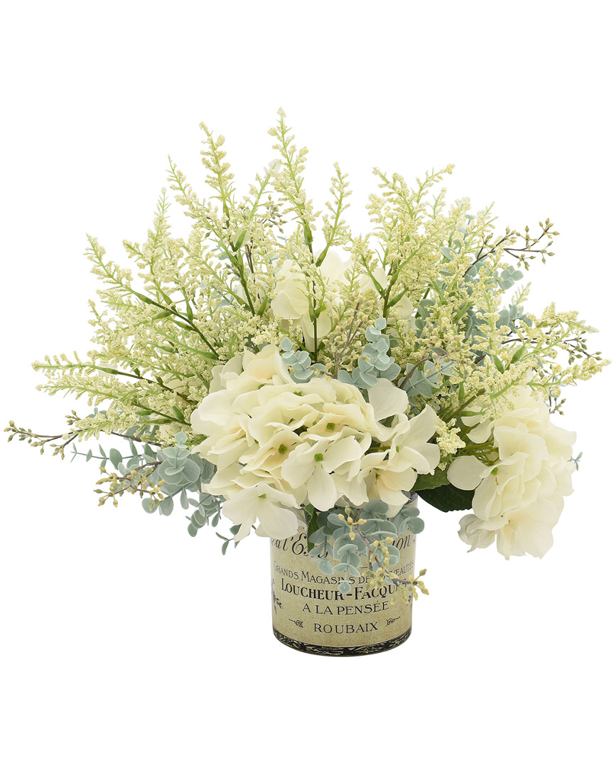 Creative Displays White Hydrangea, White Heather & Eucalyptus Floral Arrangement
