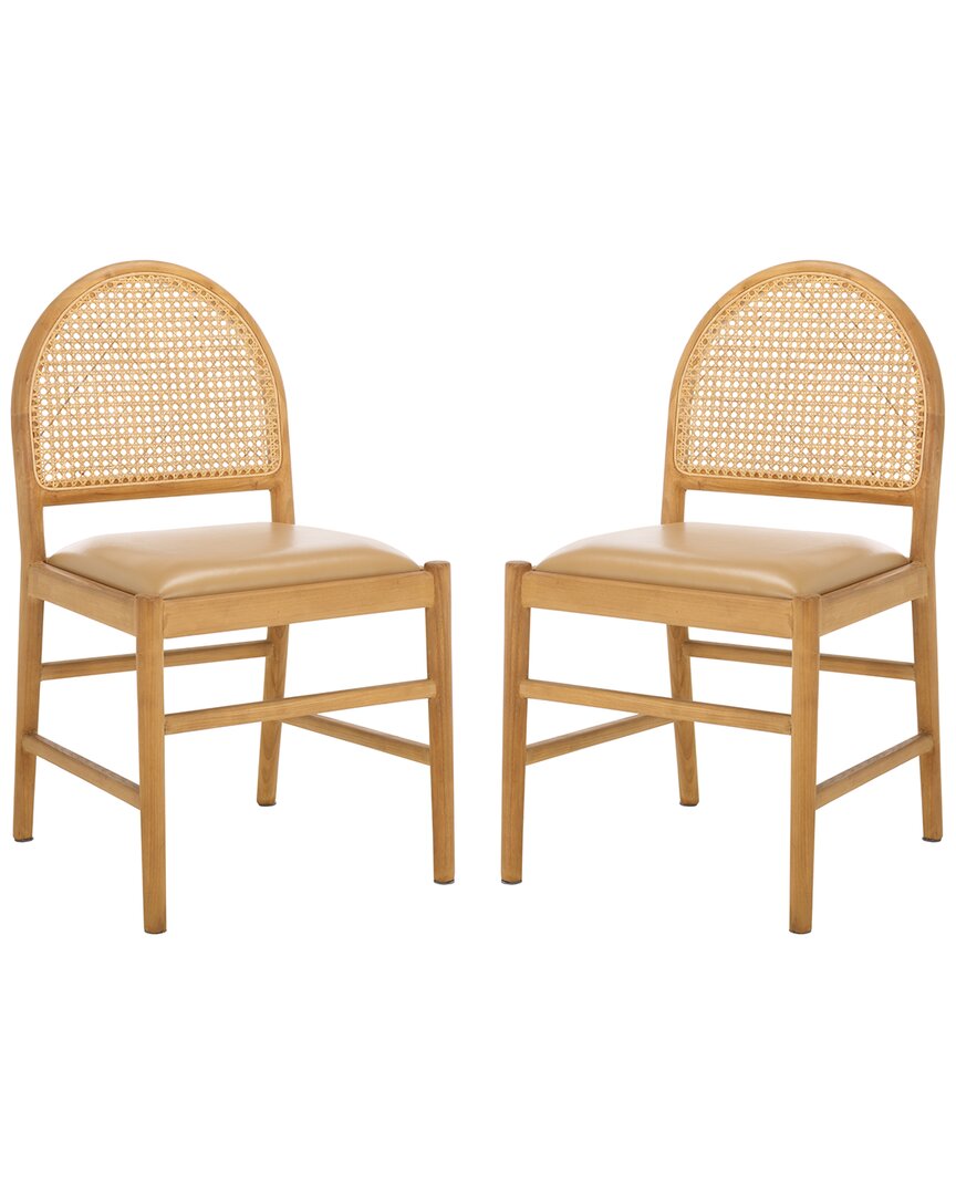 Safavieh Couture Laylie Rattan & Leather Dining Chair In Brown