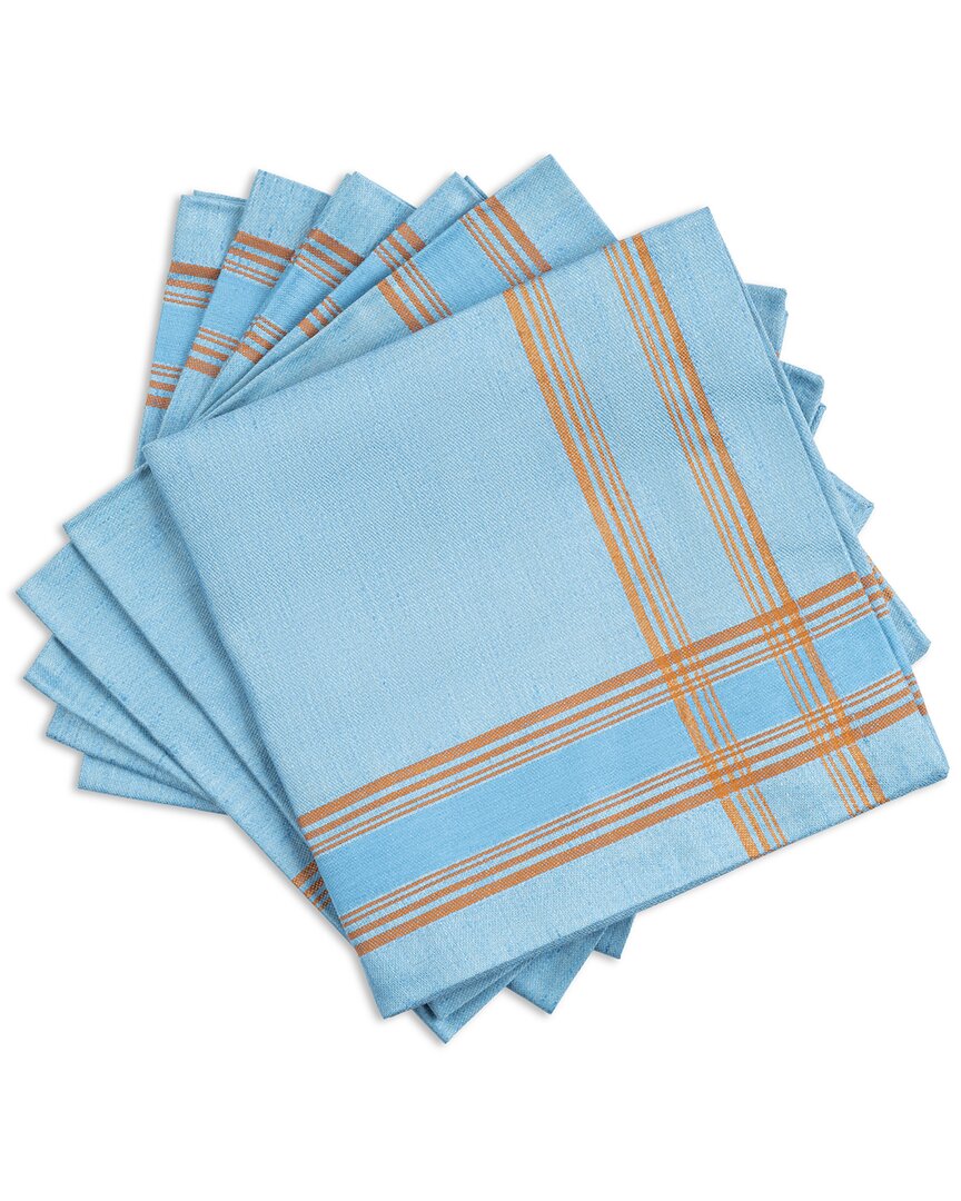 French Home Denim And Terracotta Boulevard Napkins (set Of 6)