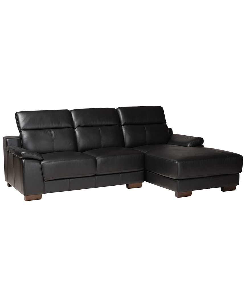 Baxton Studio Reverie Modern Leather Sectional Sofa With Right Facing Chaise In Black