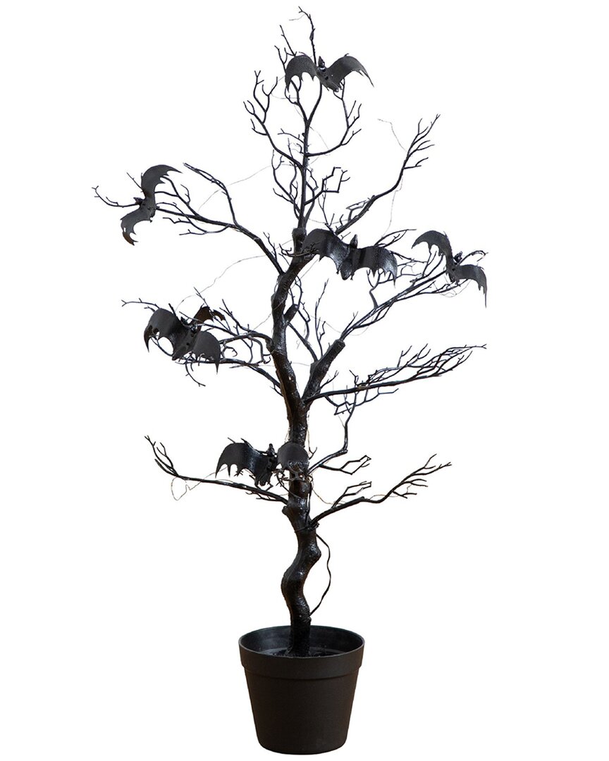 Nearly Natural 3ft. Pre-lit Artificial Halloween Black Spooky Twig Tree In Black