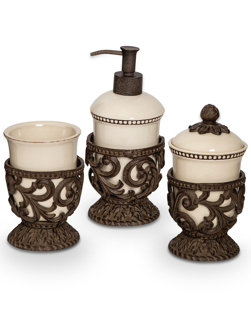 Gerson International Gg Collection Three-piece Vanity Set With Acanthus Leaf Metal Bases