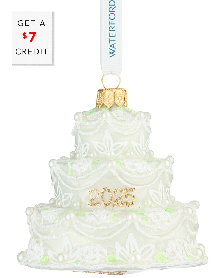 Waterford Holiday Heirlooms Our First Cake Glass Ornament In White