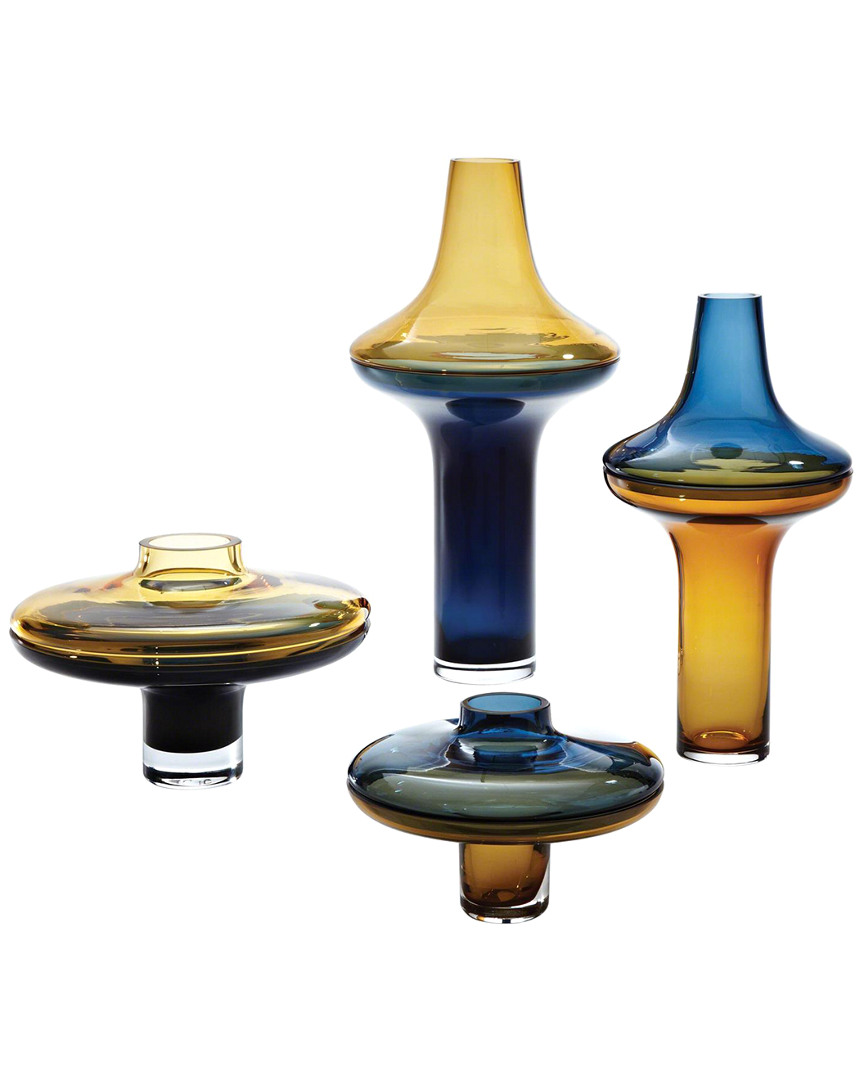 Global Views Tall Amber Over Cobalt Vase