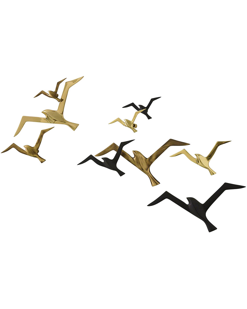 Global Views Metallic Flock Wall Decor, Set Of 3