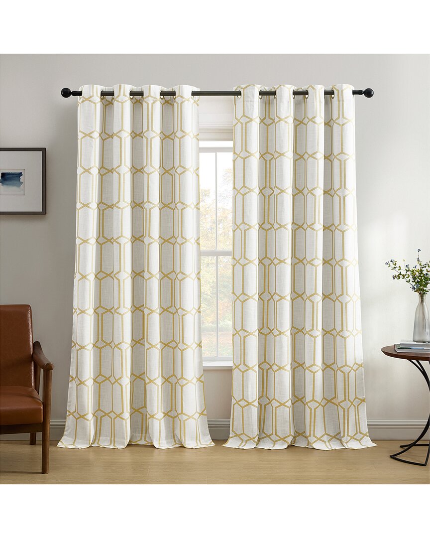 Elrene Kaiden Geometric Room Darkening Window Curtain In Yellow