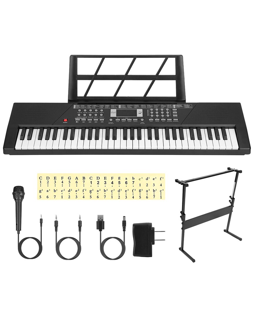 Fresh Fab Finds 61-key Digital Keyboard Electric Piano & Mic In Black