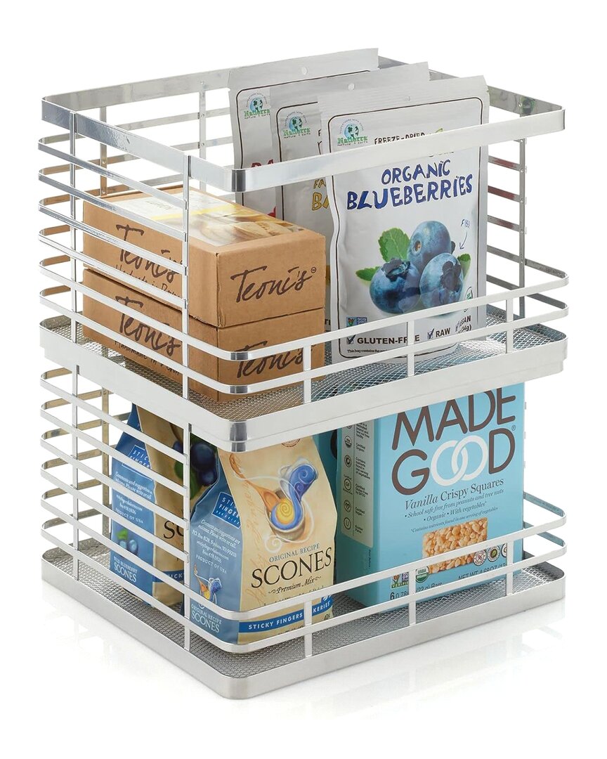 M DESIGN M DESIGN SET OF 4 OPEN FRONT STACKING FLAT WIRE PANTRY BASKET