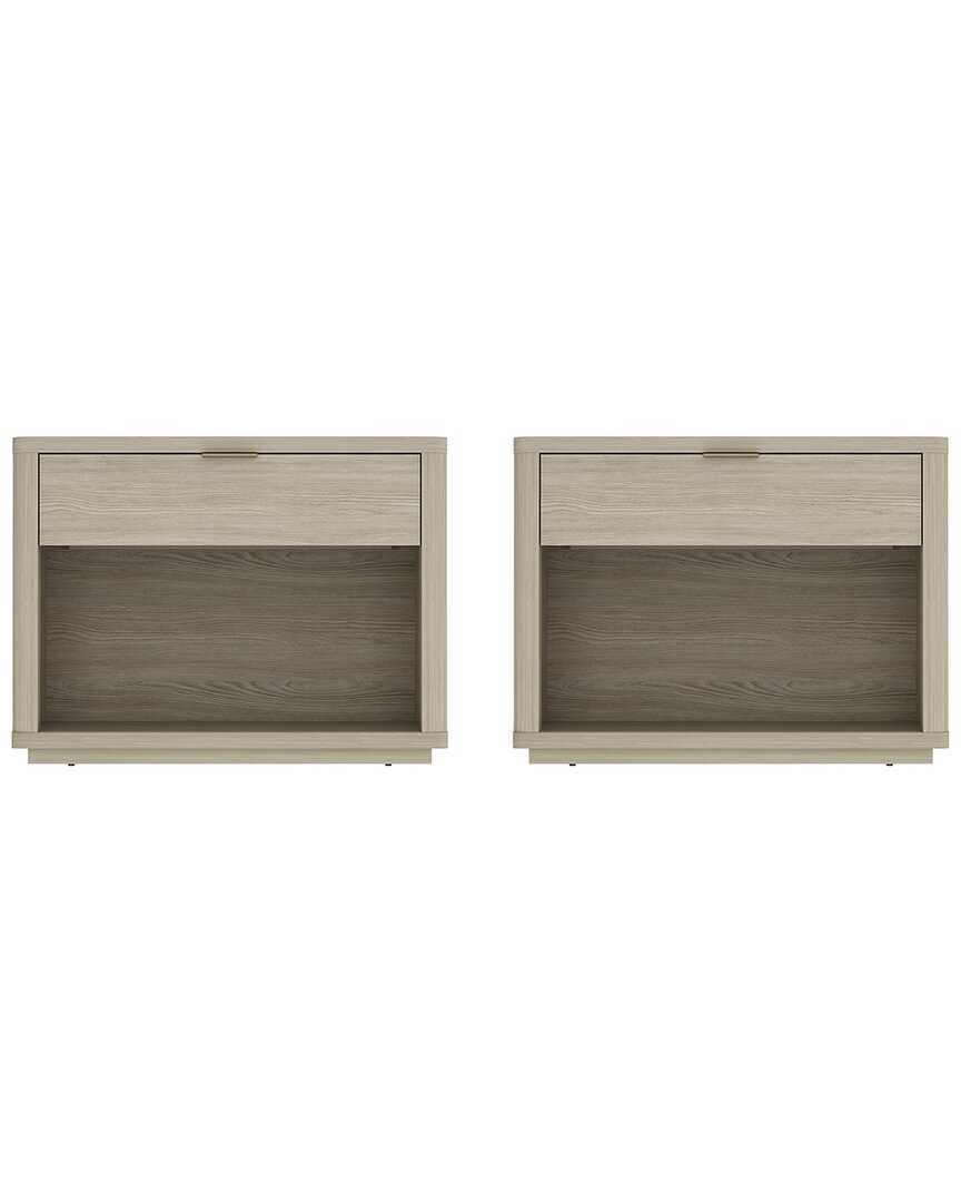 Manhattan Comfort Set Of 2 Evelyn Modern Nightstands 2.0 With 2 Full Extension  Drawers