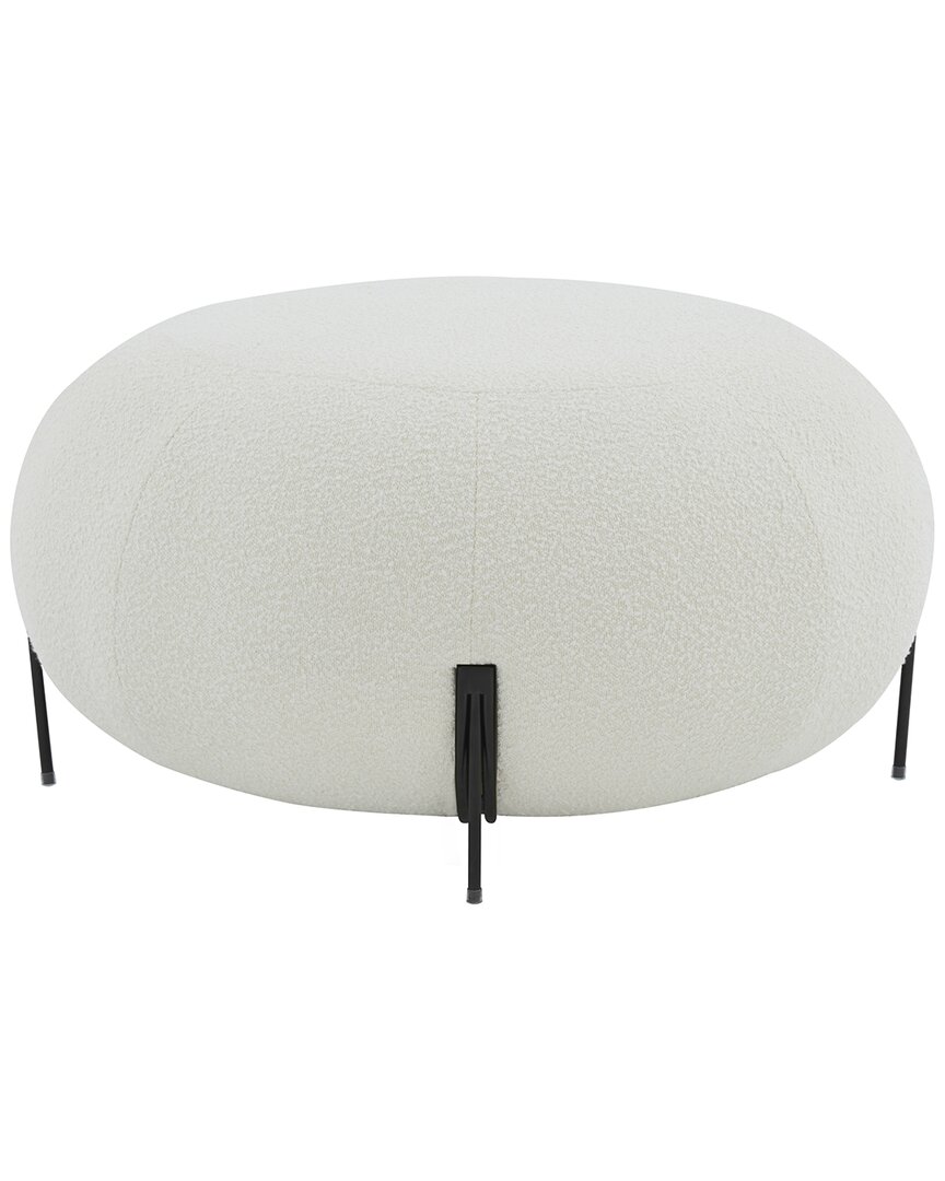 Safavieh Couture Winterose Ivory Round Ottoman In White