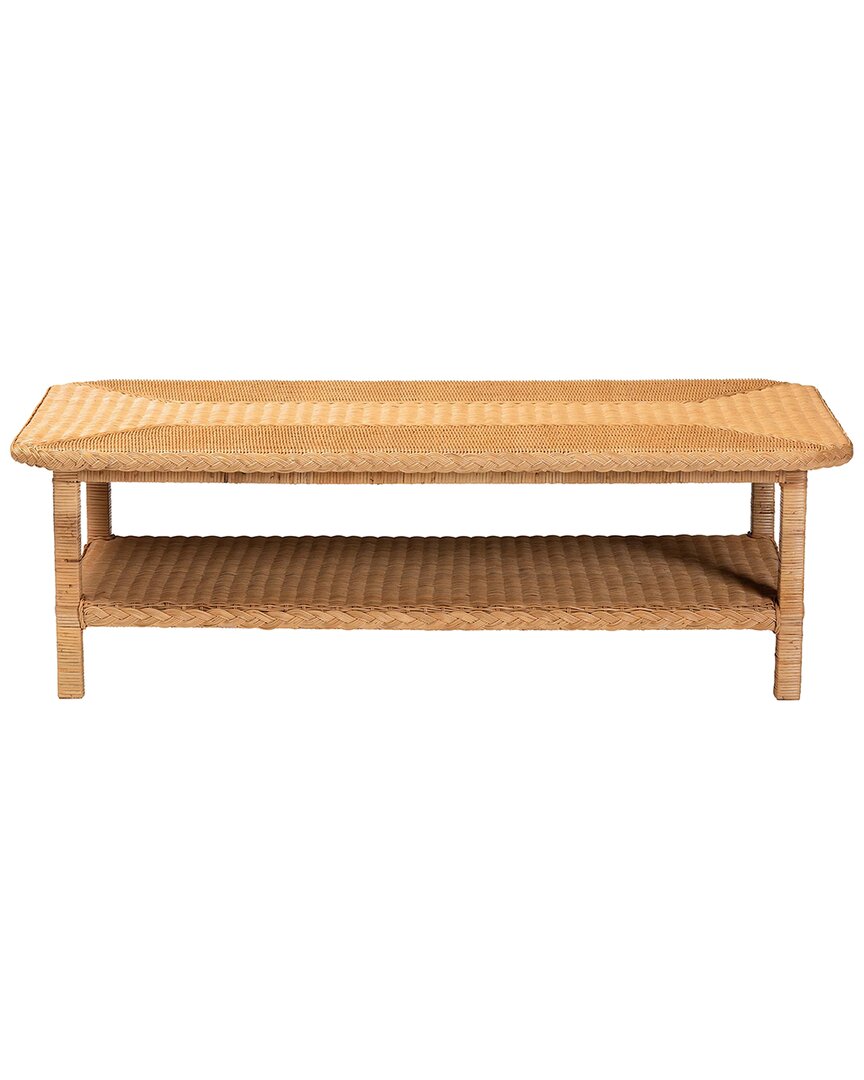 Baxton Studio Minahasa Bohemian Braided Rattan Coffee Table In Brown
