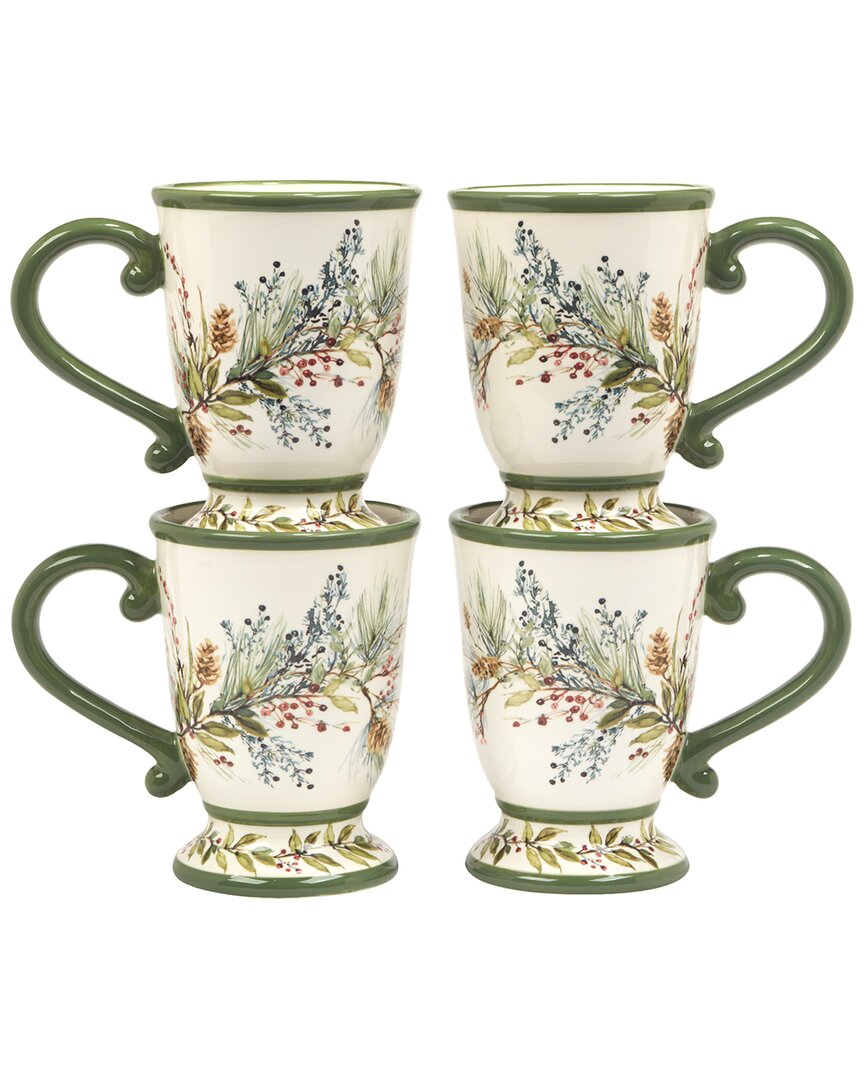 Certified International Set Of 4 Winters Forest Mugs