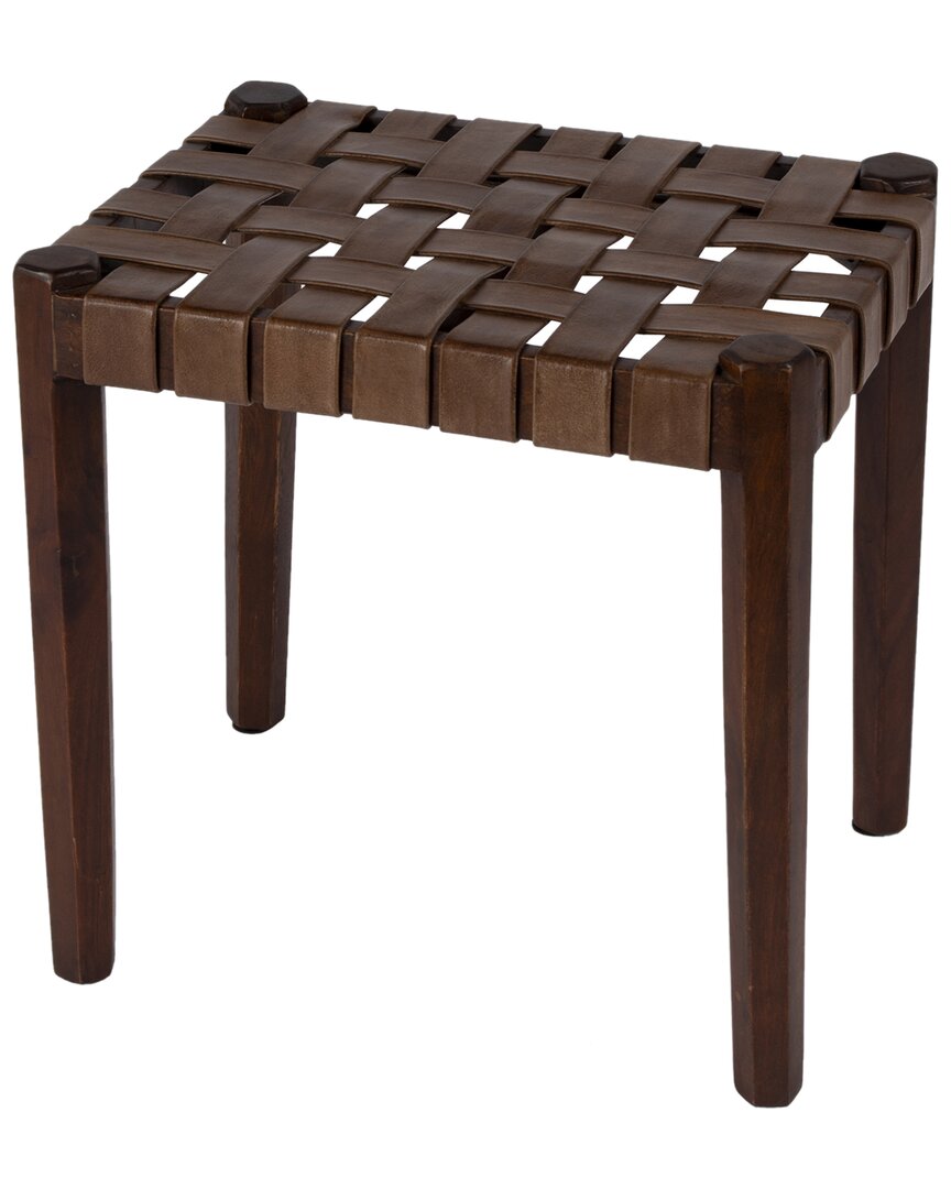 Butler Specialty Company Kerry Leather Woven Stool In Brown